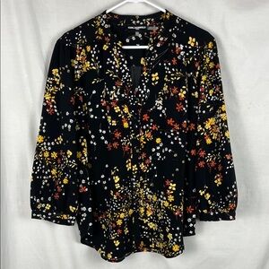 Black Karl Lagerfeld Floral Button Up Blouse